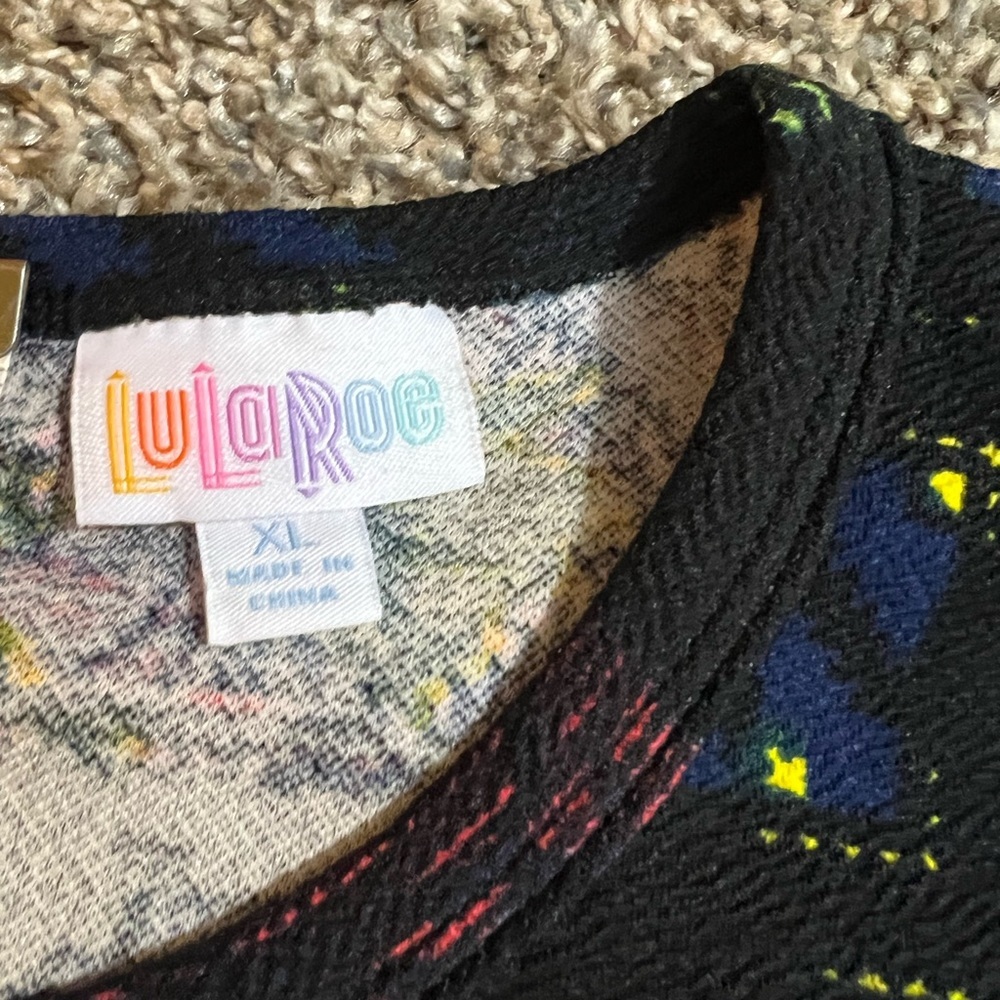 LuLaRoe Ameila Dress NWT Blue Black Pink Print Fit and Flair Size XL - Picture 6 of 11